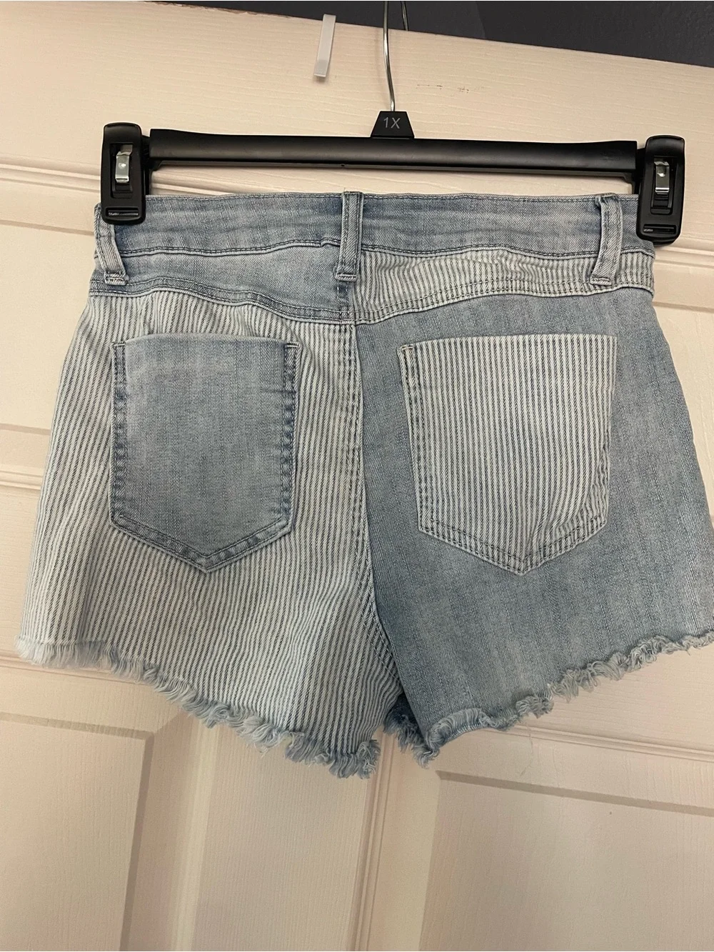 Rewash Light Blue Two-Tone Distressed Denim Shorts